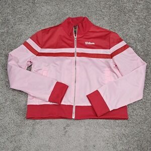 Wilson Forever 21 Womens Track Jacket Pink Red Colorblock Zip Up Large